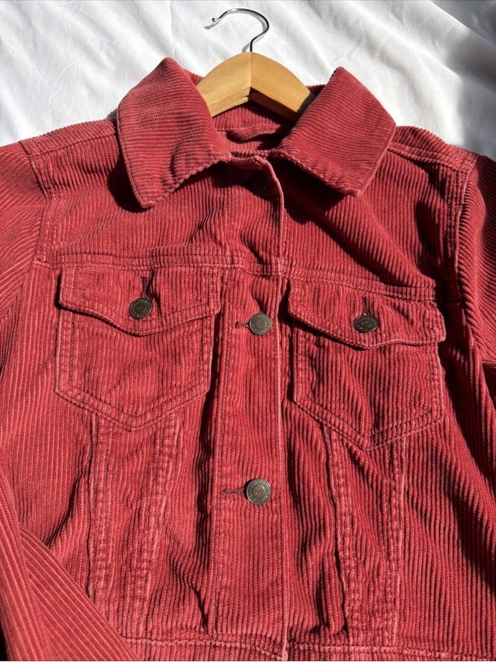Hollister Red Corduroy Button-Front Jacket